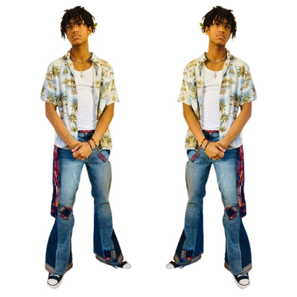 Bell Bottom UPCYCLED Jeans Hand Crafted - Picture 4 of 6